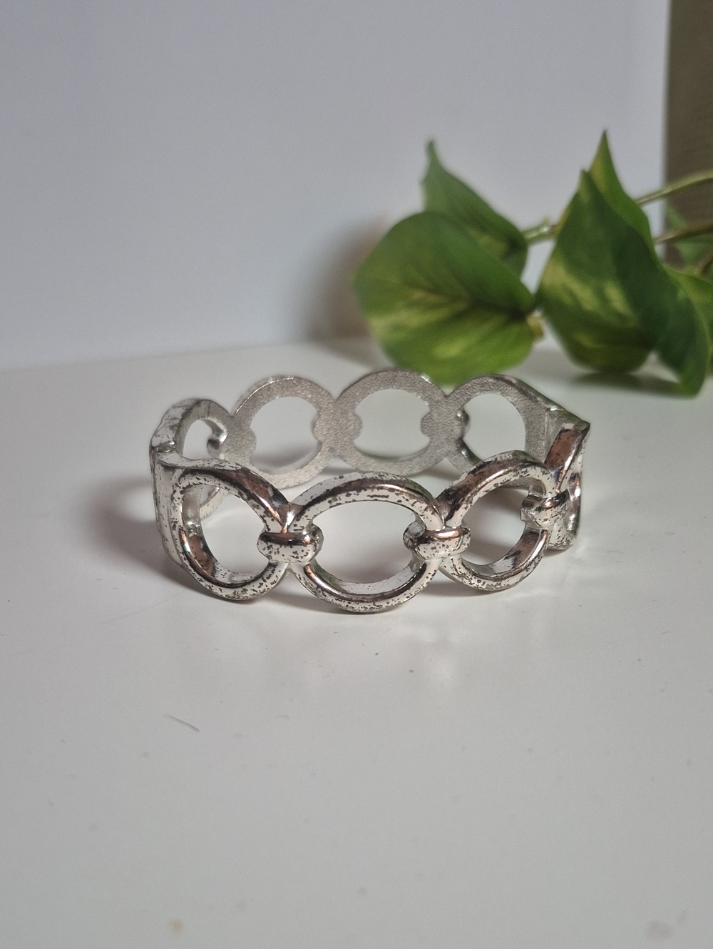 Silver Open Link Stretch Bracelet - Women's Fashion Jewelry